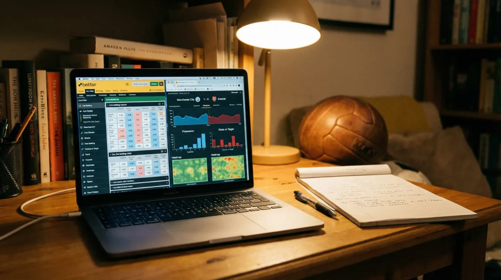 Pantalla con gráficos de cuotas de apuestas de fútbol de primera división